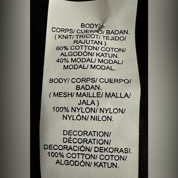 NWT Lucky Brand 3/4 Sleeve Semi Sheer Mixed Motif Embroidered Black Lace Top - Picture 7 of 7